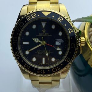 Men’s Gold Rolex-Style GMT Watch – Dual Time with Rotating Bezel