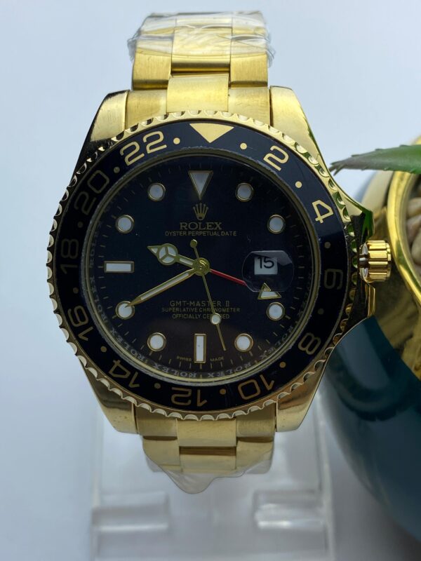 Men’s Gold Rolex-Style GMT Watch – Dual Time with Rotating Bezel - Image 2
