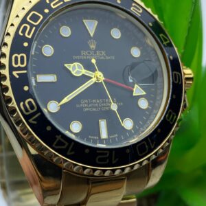 Men’s Gold Rolex-Style GMT Watch – Dual Time with Rotating Bezel