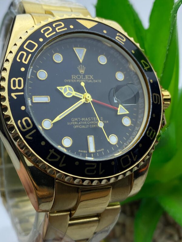 Men’s Gold Rolex-Style GMT Watch – Dual Time with Rotating Bezel