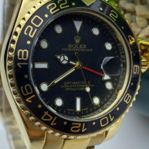 Men’s Gold Rolex-Style GMT Watch – Dual Time with Rotating Bezel