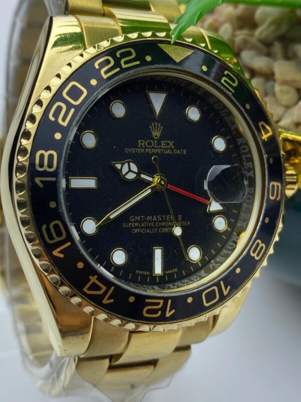 Men’s Gold Rolex-Style GMT Watch – Dual Time with Rotating Bezel - Image 4