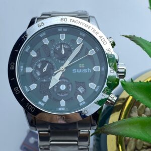 Swish Men's Luxury Quartz Watch – Gold Stainless Steel with Chronograph Features