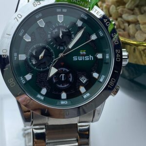 Swish Men's Luxury Quartz Watch – Gold Stainless Steel with Chronograph Features