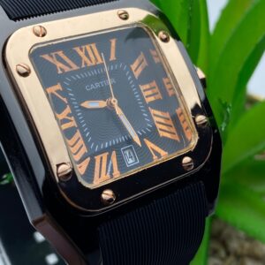 Cartier-Inspired Luxury Watch – Square Dial in Black & Rose Gold