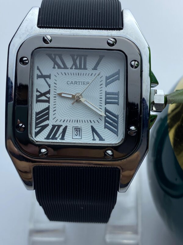 Cartier-Inspired Luxury Watch – Square Dial in Black & Rose Gold - Image 2