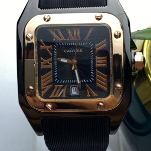 Cartier-Inspired Luxury Watch – Square Dial in Black & Rose Gold