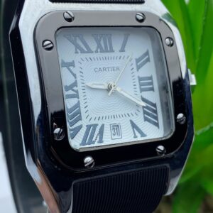 Cartier-Inspired Luxury Watch – Square Dial in Black & Rose Gold