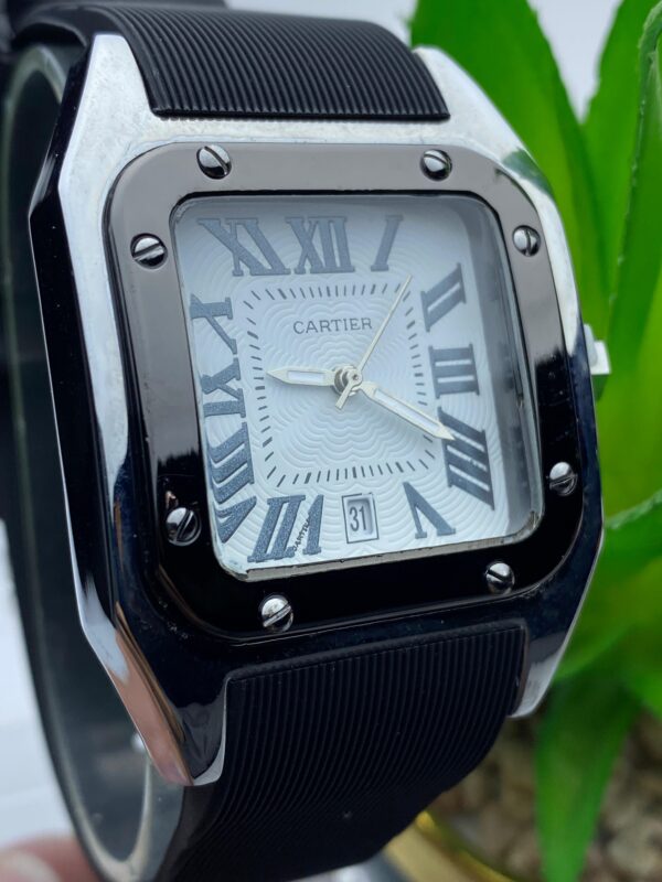 Cartier-Inspired Luxury Watch – Square Dial in Black & Rose Gold - Image 5