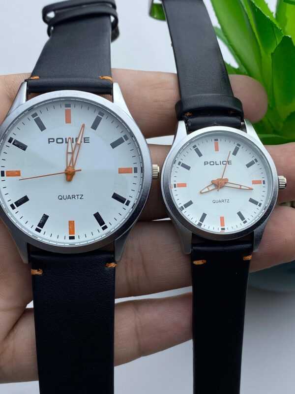POLICE His & Hers Quartz Watches – White Dial with Orange Details - Image 2