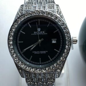 Dazzling Gold-Tone Rolex Datejust with Blue Dial and Full Crystal Embellishment