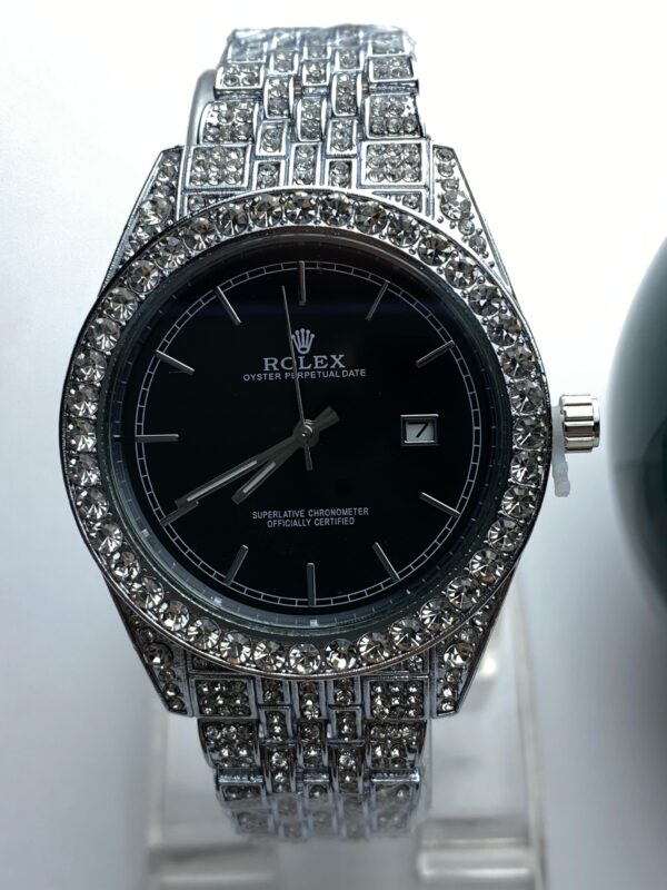 Dazzling Gold-Tone Rolex Datejust with Blue Dial and Full Crystal Embellishment - Image 2