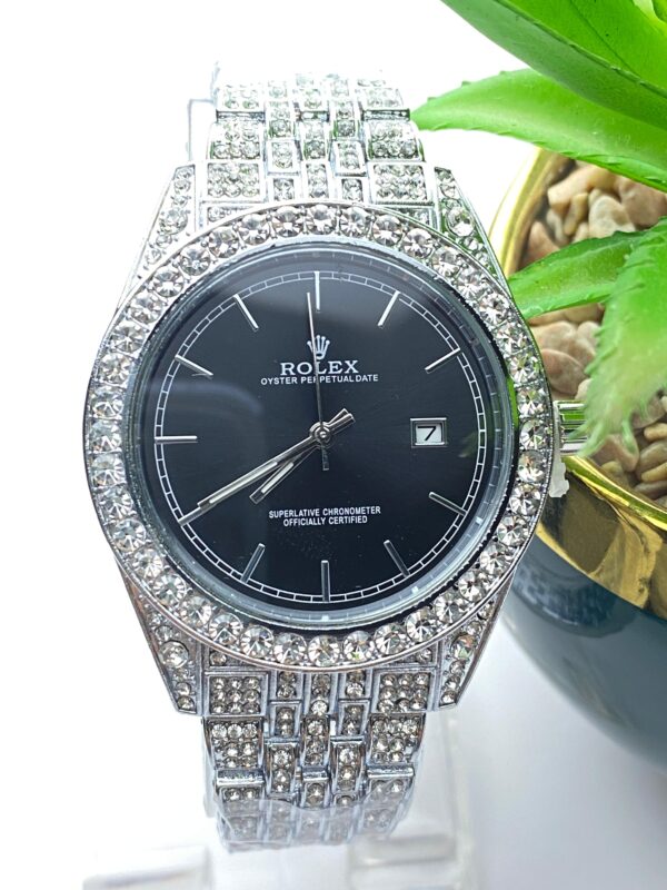 Dazzling Gold-Tone Rolex Datejust with Blue Dial and Full Crystal Embellishment - Image 3