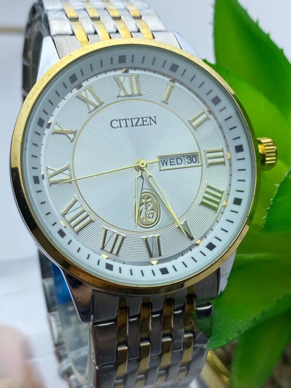 Elegant Gold-Tone Citizen Watch with Crystal Hour Markers & Date - Image 8