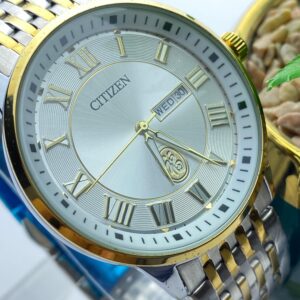Elegant Gold-Tone Citizen Watch with Crystal Hour Markers & Date