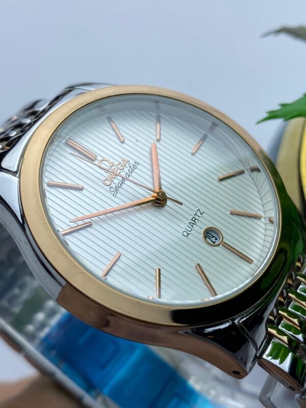 Classic Omega Seamaster Style Quartz Watch - Two-Tone Design - Image 4