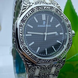 Engraved Audemars Piguet Black Dial Watch