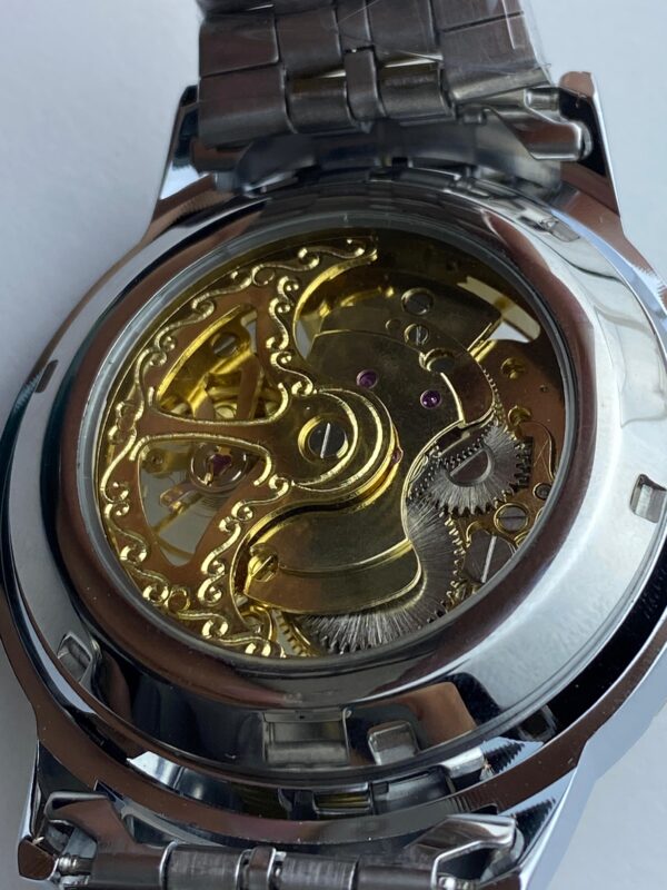 Elegant Automatic Movement Watch - Skeleton Dial & Bi-Color Bracelet - Image 3