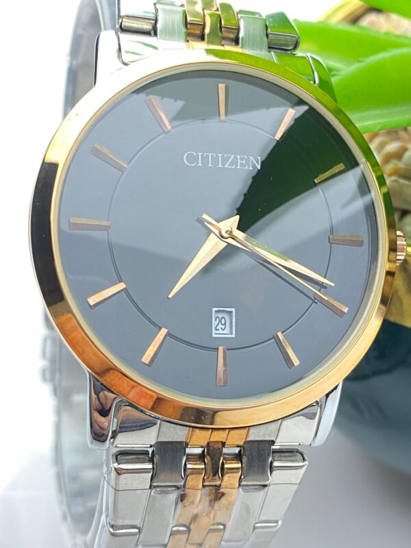 Citizen Quartz Watch - Gold and Steel with Black Face - Image 3