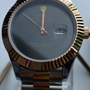 Two-Tone Rolex Datejust with Fluted Rose Gold Bezel & Black Dial