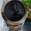 Two-Tone Rolex Datejust with Fluted Rose Gold Bezel & Black Dial