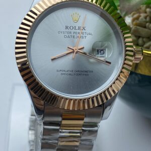 Two-Tone Rolex Datejust with Fluted Rose Gold Bezel & Black Dial