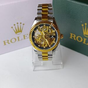 Gold & Silver Automatic See-Through Watch