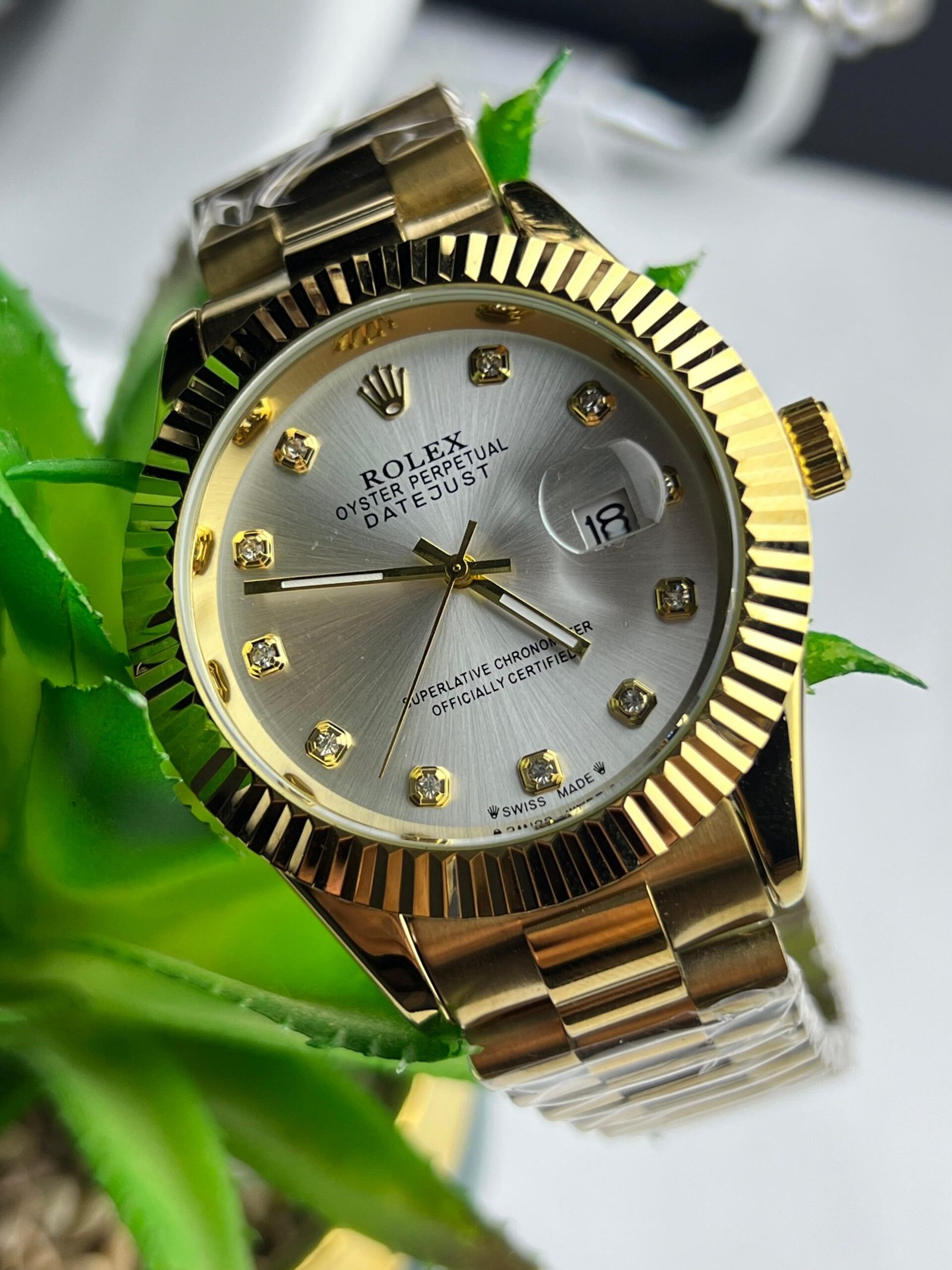 Rolex Datejust Two-Tone Men's Watch with Fluted Bezel and Diamond Hour Markers