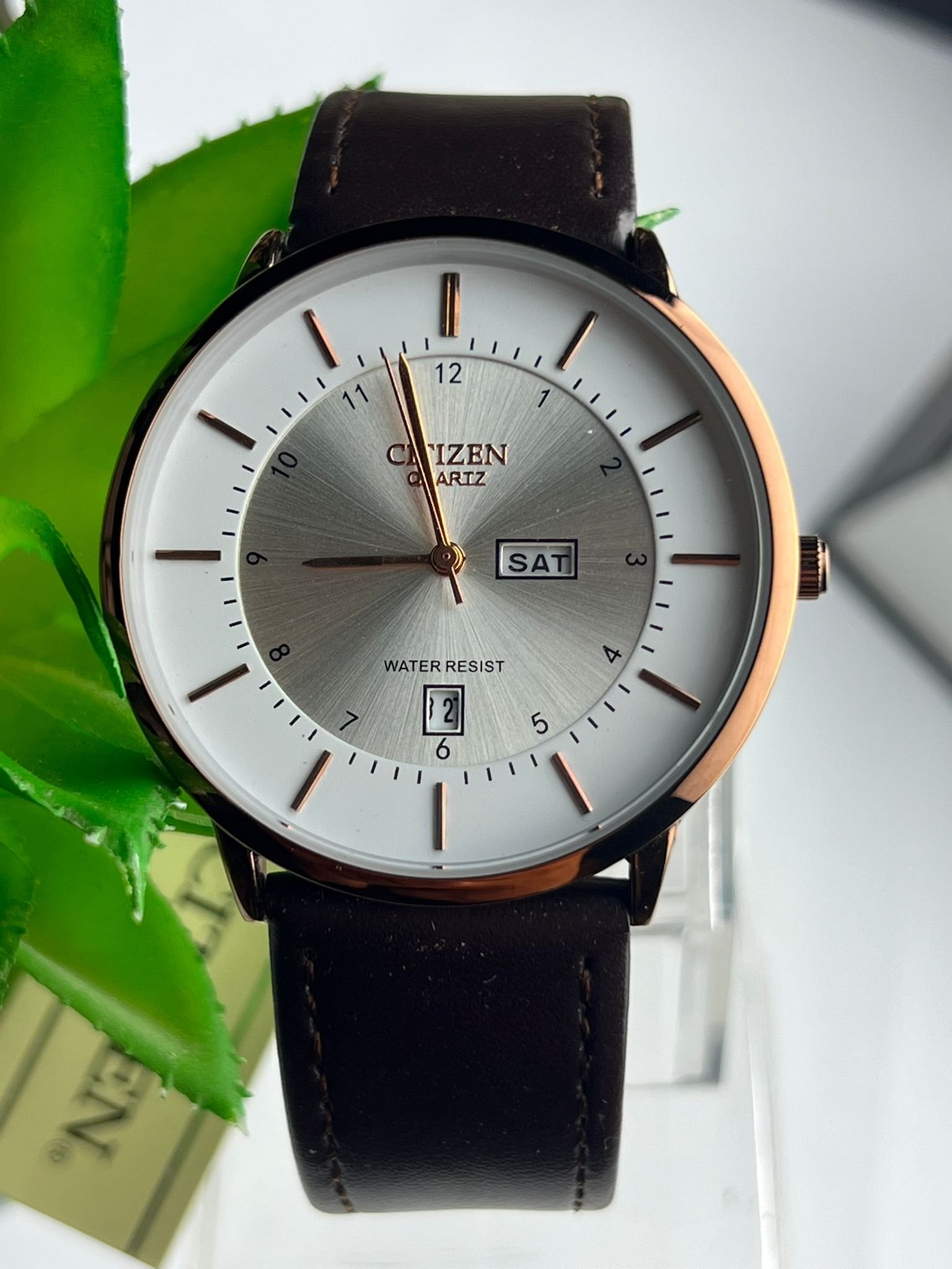 Sleek Citizen Quartz Men's Watch with Black Case & Grey Dial - Image 10