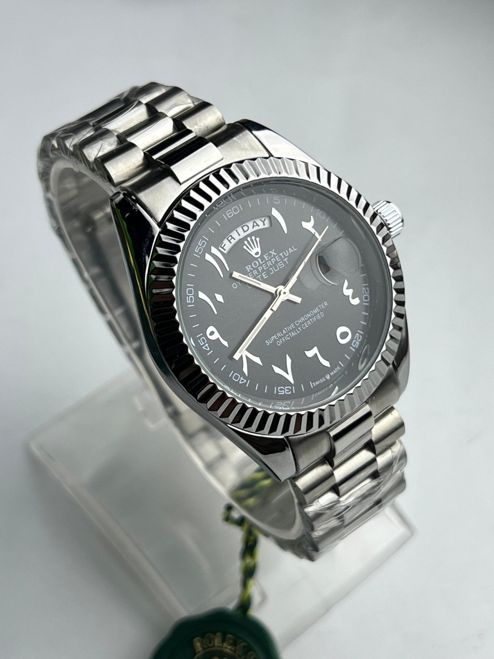 Men's Silver-Tone Black Dial Eastern Arabic Numerals W - Image 4